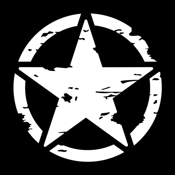 Army Star Askeri Yıldız Oto Sticker Beyaz 30x30cm