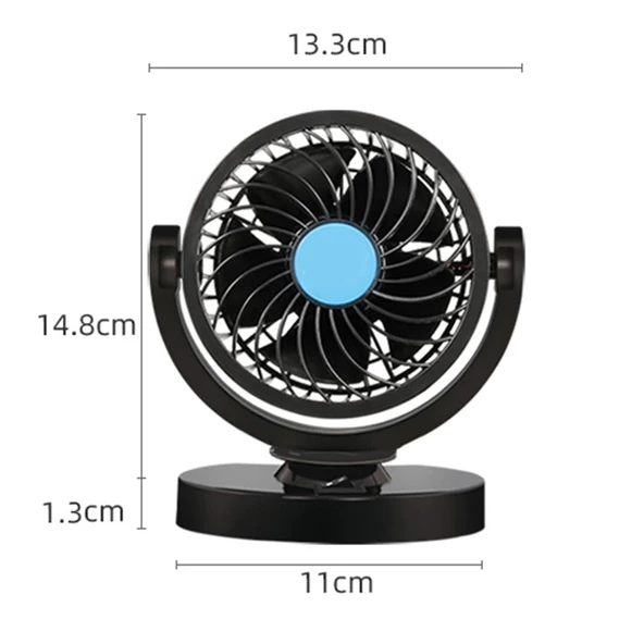 Araç İçi Torpido Üstü Fanlı Oto Vantilatör 360° Dönerli 12v