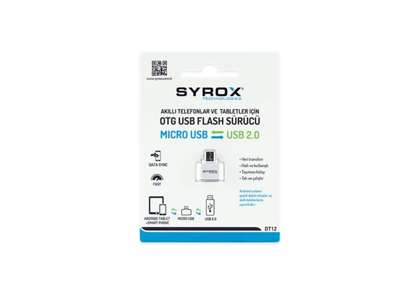 Syrox DT12 Micro USB - USB 2.0 OTG Dönüştürücü - Beyaz - 3