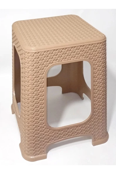 Periboia 1 Adet Büyük Kahve Tabure  Kir Tutmaz 45cm Hasır Örgü Yemek Masasına Uygun Alt Kuşaklı Sağlam Dizayn - Resim 2