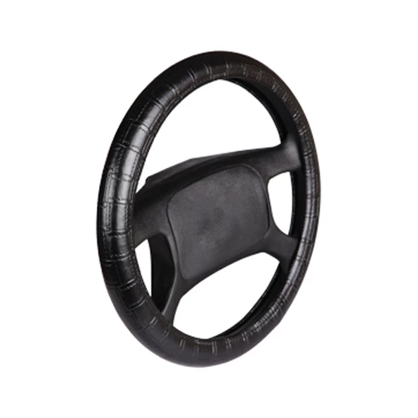 Deri Direksiyon Kılıfı Geçme Desenli Siyah F-22