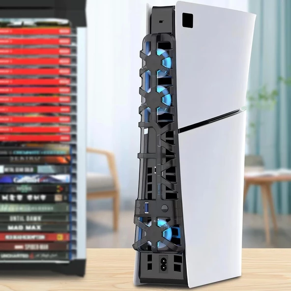 Hepu TP5-3538S PS5 Slim Disk Slim Dijital Konsolu İçin Soğutma Fanı Termometreli - 5