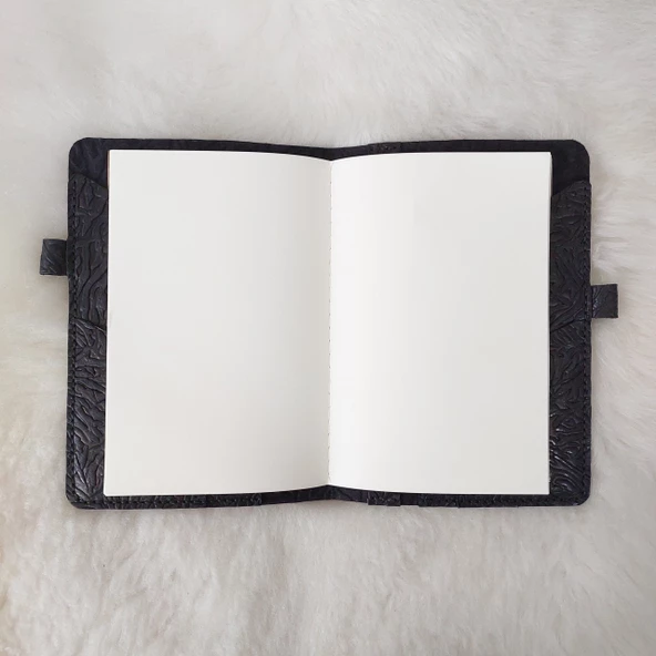 Lacivert Etnik Deri A5 Defter Kılıfı - 3