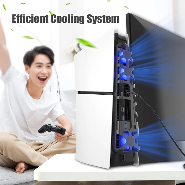 Hepu TP5-3538S PS5 Slim Disk Slim Dijital Konsolu İçin Soğutma Fanı Termometreli - 7