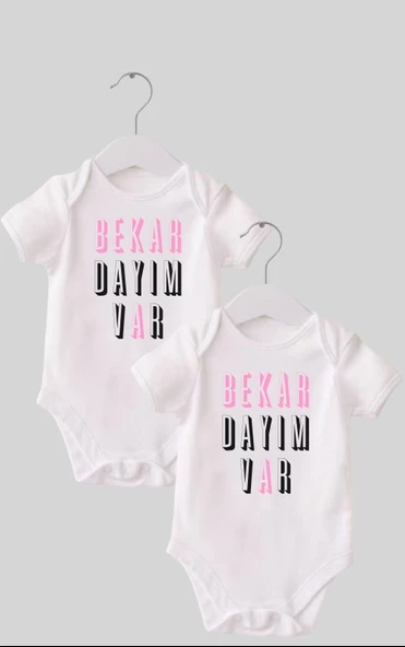 16 Dayı Set 2 'li Organik %100 Pamuk  Baskılı Bebek Body Zıbın ZBN210