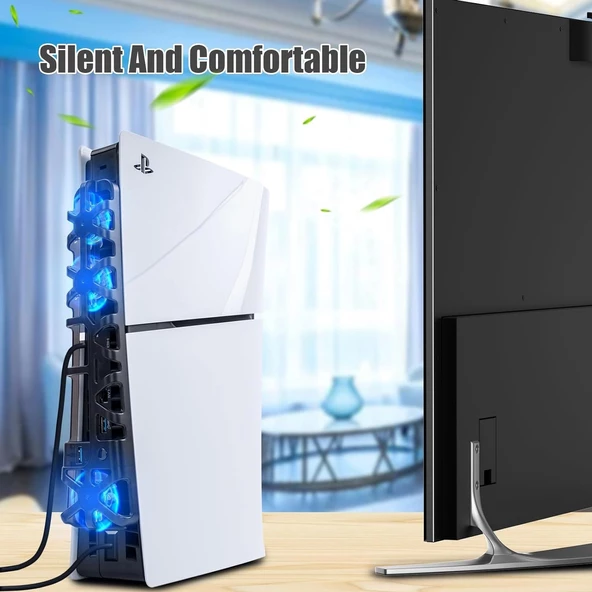 Hepu TP5-3538S PS5 Slim Disk Slim Dijital Konsolu İçin Soğutma Fanı Termometreli - 4