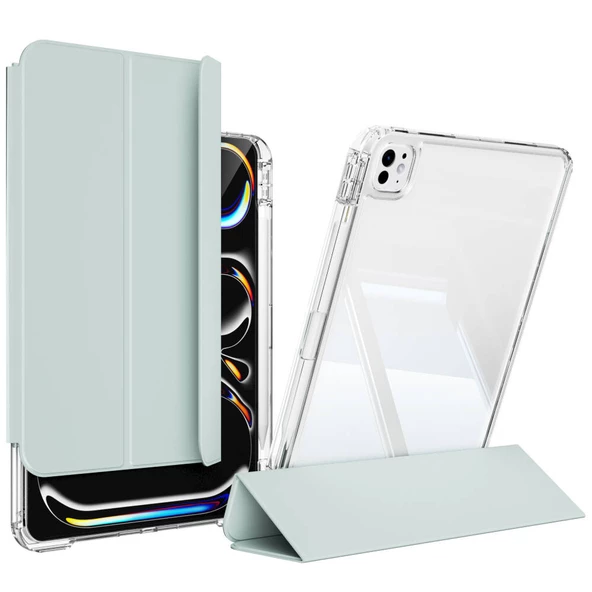 iPad Pro 11 2024 Kılıf Magnetik Ayrılabilen Airbagli Sliding Tablet Kılıfı - 10