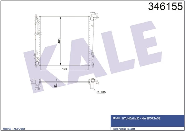 RADYATOR FANI KOMPLE ix35 - KIA SPORTAGE 2010 -- - KALE 346155