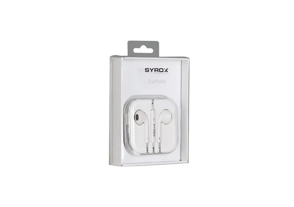 Syrox K12 Earbuds 3.5mm AUX 1.20mt Kablolu Mikrofonlu Kulakiçi Kulaklık - Beyaz - Resim 3