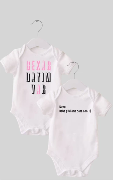 17 Dayı Set 2 'li Organik %100 Pamuk  Baskılı Bebek Body Zıbın ZBN210