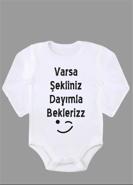 Uzun Kollu %100 Organik Pamuk Baskılı Bebek Body Çıtçıtlı Zıbın ZBN082