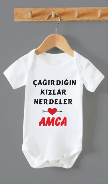 Organik %100 Pamuk Çağırdığın Kızlar Neredeler AmcaBaskılı Bebek Body ZBN253 - 1