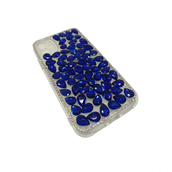 iPhone 11 Uyumlu Damla Taşlı Şeffaf Telefon Kılıfı Mavi ürün görseli