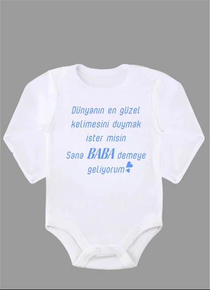 Uzun Kollu %100 Organik Pamuk Baskılı Bebek Body Çıtçıtlı Zıbın ZBN096