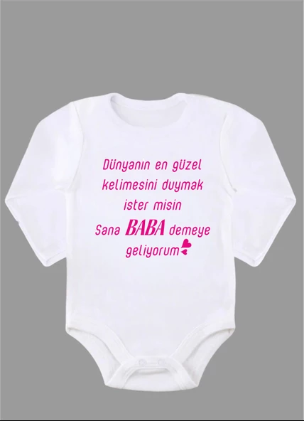 Uzun Kollu %100 Organik Pamuk Baskılı Bebek Body Çıtçıtlı Zıbın ZBN097