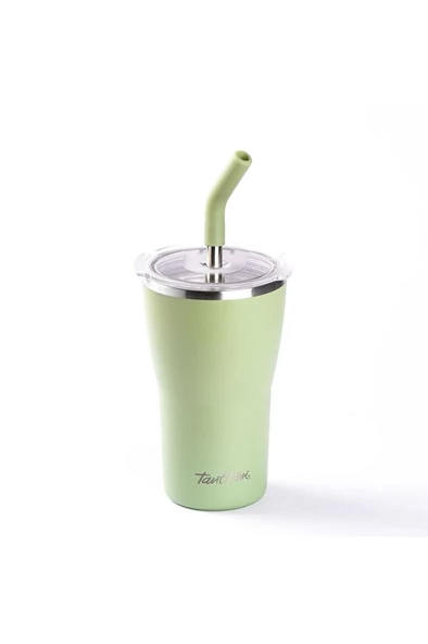 Tantitoni YEŞİL 2 KAPAKLI ÇİFT KATMANLI TERMOS BARDAK 410ML