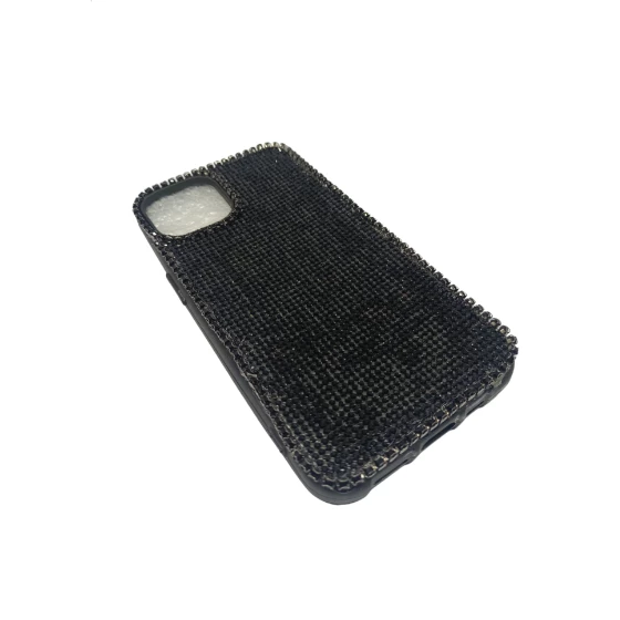 iPhone 12 Uyumlu Kristal Taşlı Telefon Kılıfı Siyah SY2