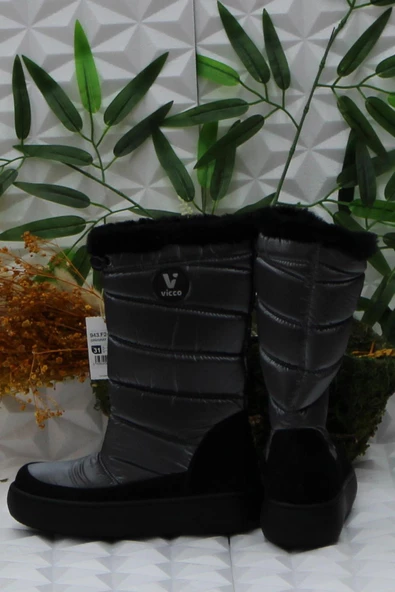 Vicco 943.F24K.481 Gri Melodic Pig Kids Snow Kız Çocuk Çizmesi - Resim 4