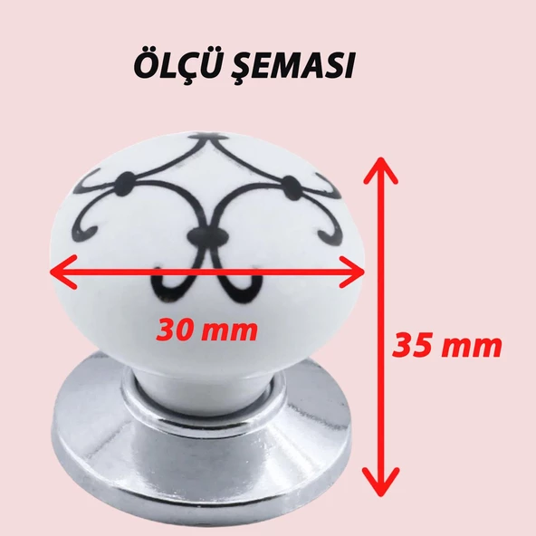 Defne Siyah Çizgili Beyaz Polimer Düğme Kulp Krom Tablalı Mobilya Mutfak Dolabı Çekmece Kulbu Kulpları - Resim 2