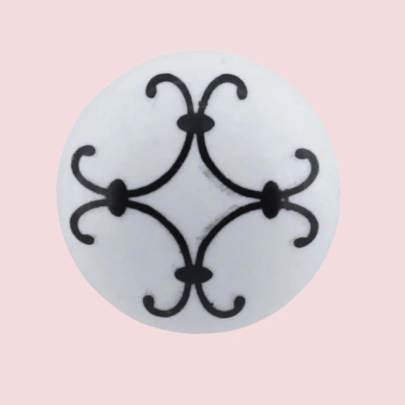 Defne Siyah Çizgili Beyaz Polimer Düğme Kulp Krom Tablalı Mobilya Mutfak Dolabı Çekmece Kulbu Kulpları - Resim 6