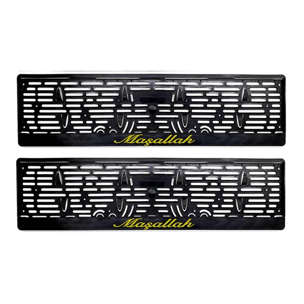 Maşallah Yazılı Plastik Plakalık Plaka Altlığı Çıtalı 2'li Sarı