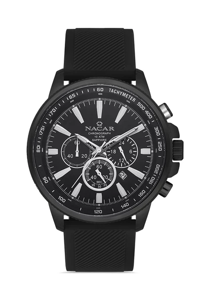 NACAR Safir Cam Silikon Erkek Kol Saati NC34-290748-BBS1 ürün görseli 1