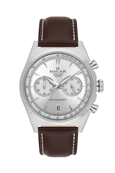 NACAR MECHAQUARTZ SAFİR CAMLI DERİ ERKEK KOL SAATİ NC38-299021-ASL2 ürün görseli 1