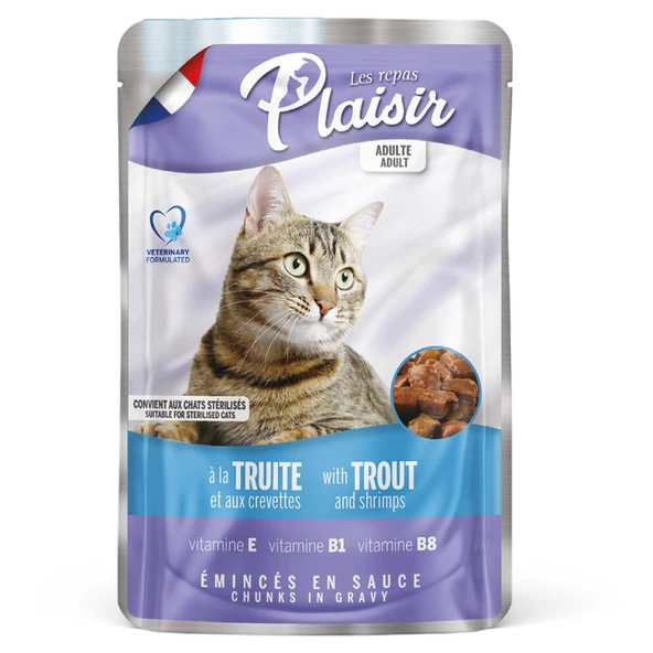 Plaisir 100Gr Pouch Trout and Shrimps Alabalık Karides Etli 22Adet Kedi Maması - 3