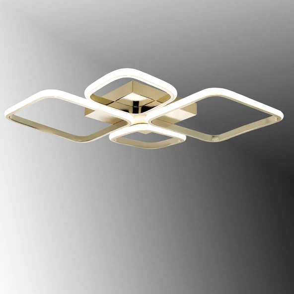 TT050-FSR TT Aydınlatma Baklava Desen Fransız Sarı Kaplama 4 lü Led Avize