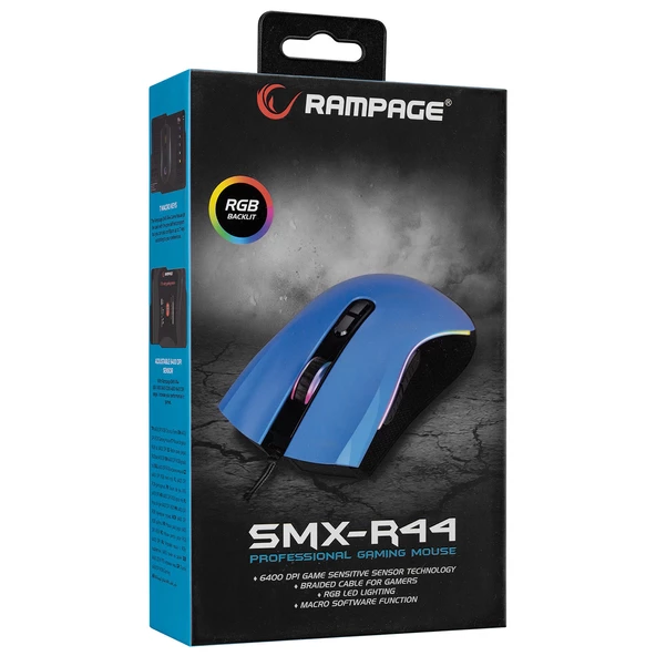 RAMPAGE SMX-R44 MAKROLU - 6400DPI RGB GAMING OYUNCU MOUSE - 3