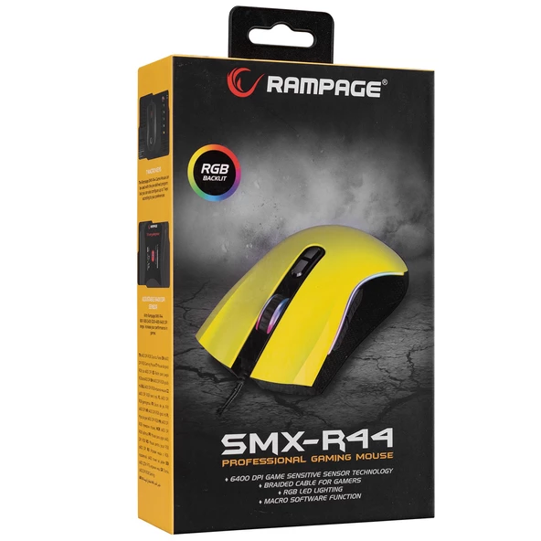 RAMPAGE SMX-R44 MAKROLU - 6400DPI RGB GAMING OYUNCU MOUSE - 4