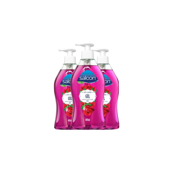 Saloon Sıvı Sabun 400 ml Gül x 3'lü Paket_Gül Kokulu