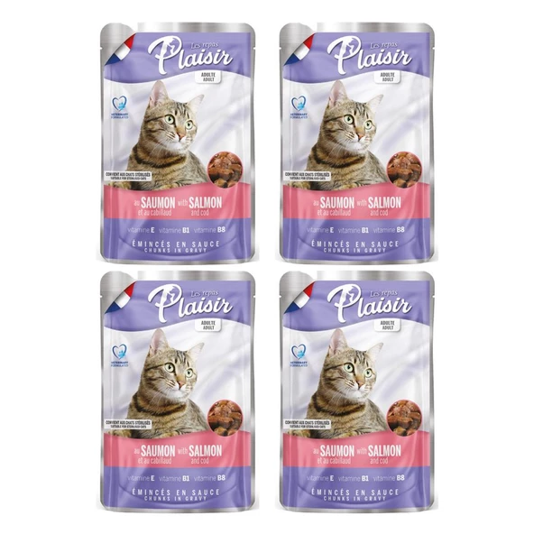 Plaisir 100Gr Pouch Salmon and Cod Somon Morina Etli 4Adet Kedi Maması ürün görseli 1
