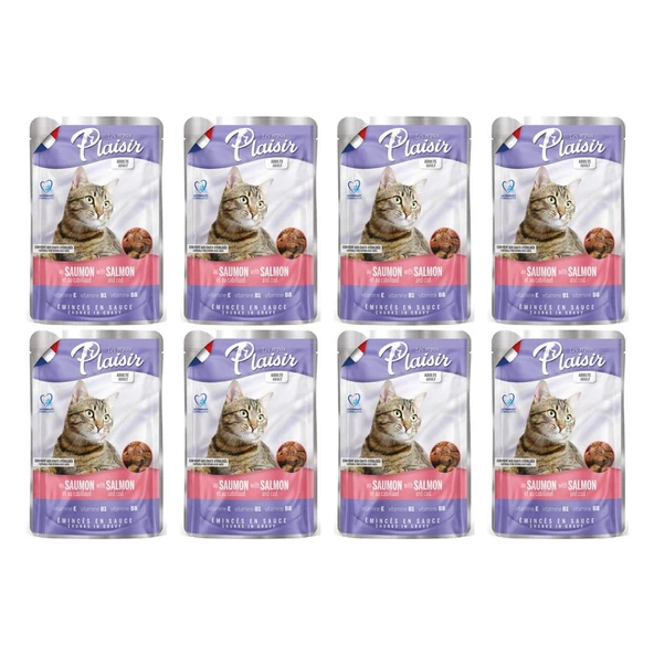Plaisir 100Gr Pouch Salmon and Cod Somon Morina Etli 8Adet Kedi Maması ürün görseli 1
