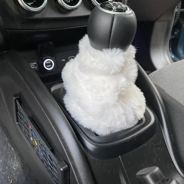 Yumuşak Peluş Vites Körüğü Vites Süsü Beyaz