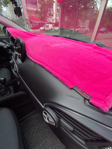 Yumuşak Tüylü Oto Torpido Bagaj Üstü Örtü Peluş Halı Fuşya Pembe 130x40cm