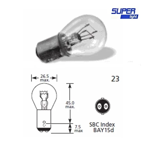 Super Light BAY15D Halojen Fren Park Ampulü Çift Duy WY21/12V/21-5W