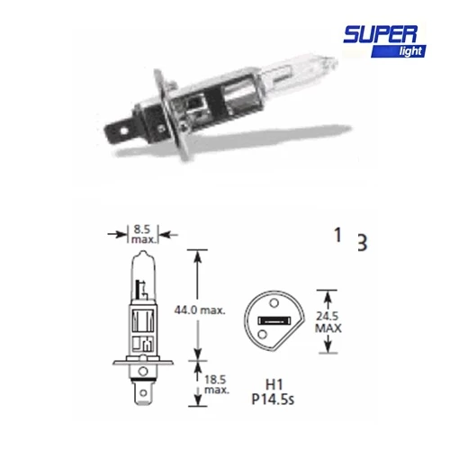 Super Light H1 Halojen Far Ampülü 12 Volt 60-55 Watt