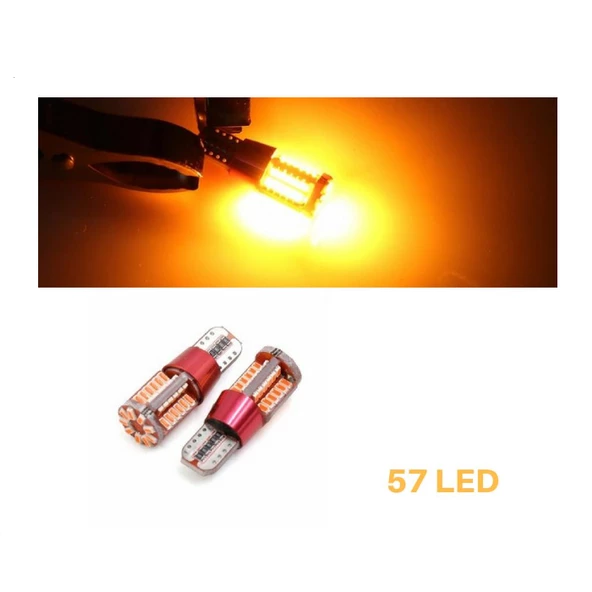 T10 Led Ampul 57 Ledli Canbuslı Ultra Parlak Turuncu - 3