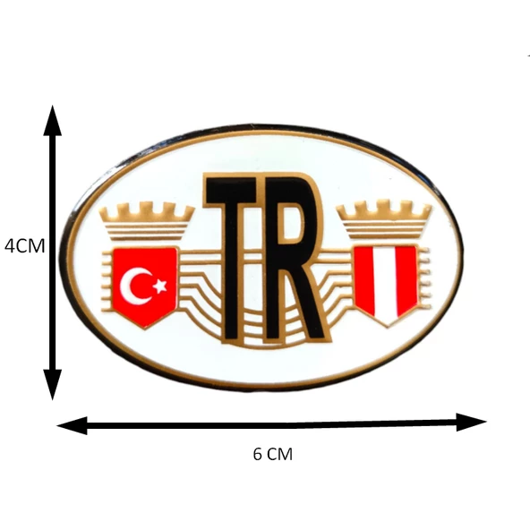 TR Türkiye Bayraklı Oval Metal Etiket Sticker Kırmızı - Resim 2
