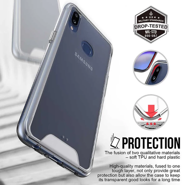 Samsung Galaxy A10S - Kılıf Şeffaf Sert Koruyucu Gard Silikon - Resim 5