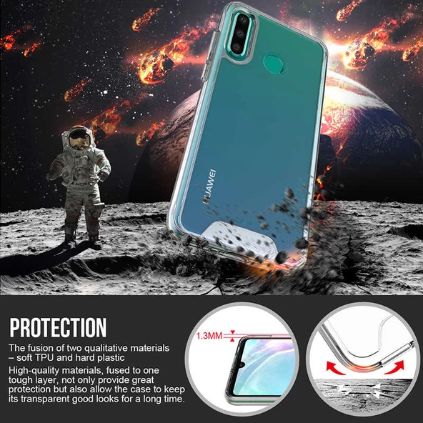 Huawei P30 Lite - Kılıf Şeffaf Sert Koruyucu Gard Silikon - 5