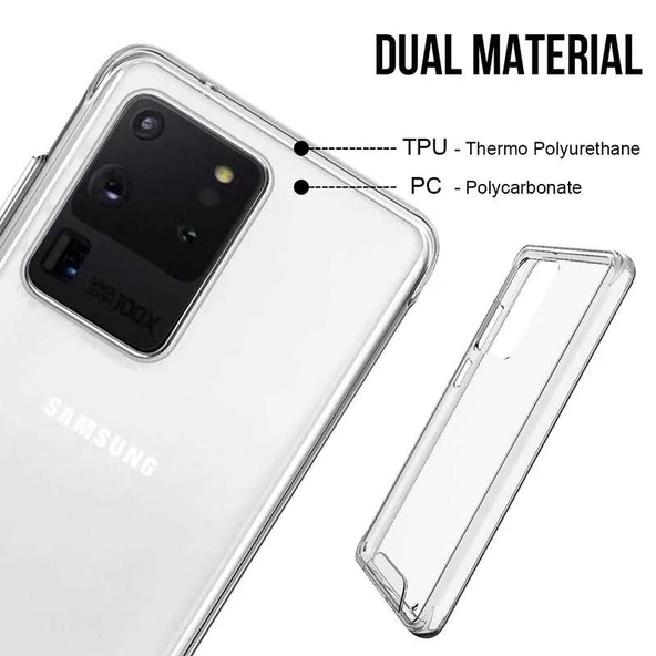 Samsung Galaxy S20 Ultra - Kılıf Şeffaf Sert Koruyucu Gard Silikon - Resim 4