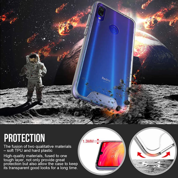 Xiaomi Redmi Note 7 - Kılıf Şeffaf Sert Koruyucu Gard Silikon - 6