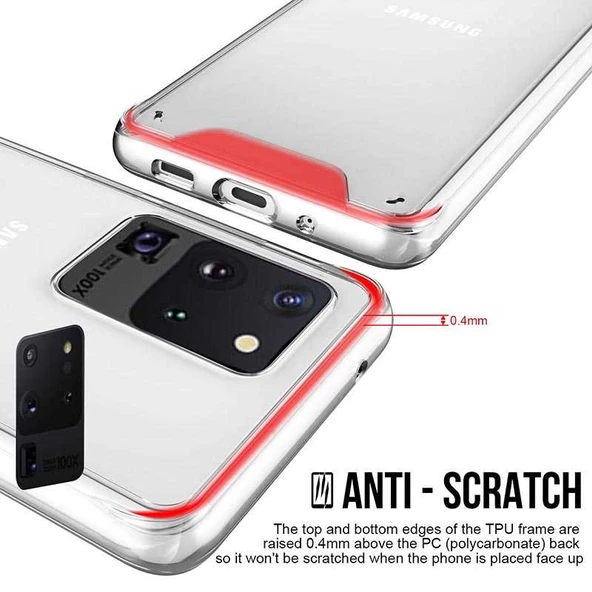 Samsung Galaxy S20 Ultra - Kılıf Şeffaf Sert Koruyucu Gard Silikon - Resim 7