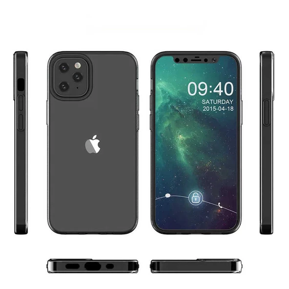 Apple iPhone 12 - Kılıf Şeffaf Soft Slim Fitt Süper Silikon Kapak - Resim 4