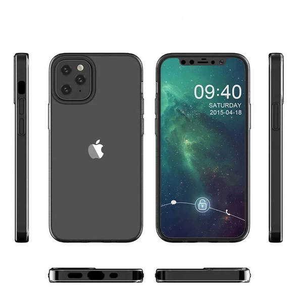 Apple iPhone 12 Mini - Kılıf Şeffaf Soft Slim Fitt Süper Silikon Kapak - 3
