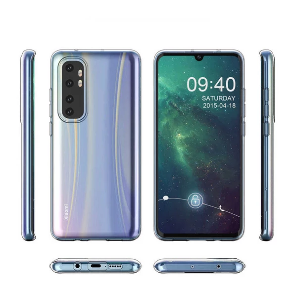 Xiaomi Mi Note 10 Lite - Kılıf Şeffaf Soft Slim Fitt Süper Silikon Kapak - Resim 6