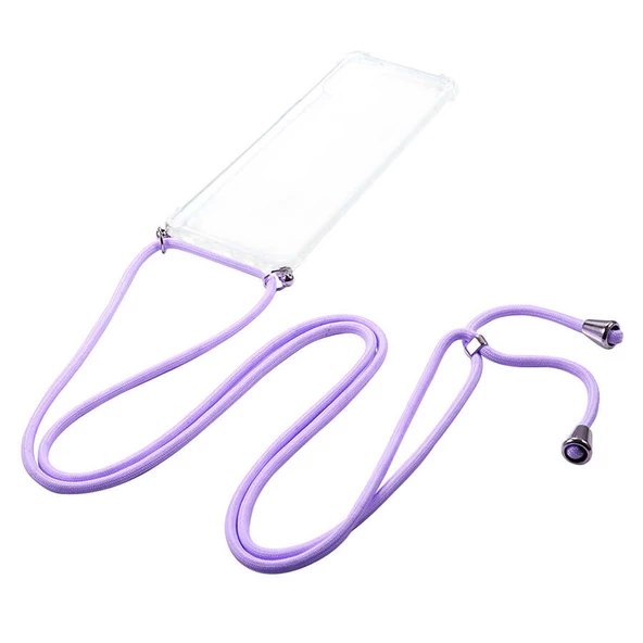 Samsung Galaxy M31S - Kılıf Şeffaf İp Askılı Koruyucu X-rop Kapak - Resim 3