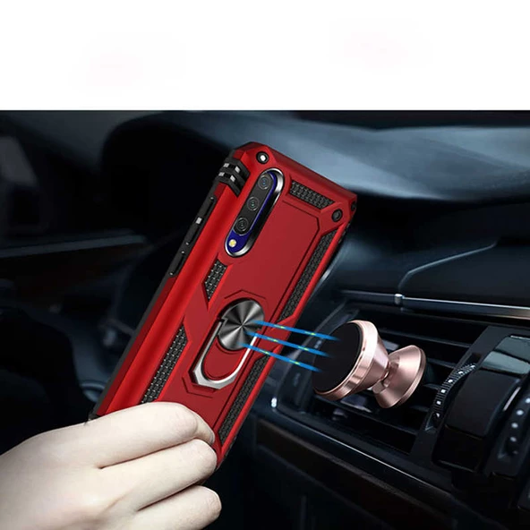 Xiaomi Mi A3 - Kılıf Yüzüklü Zırh Tank Vega Kapak - 3